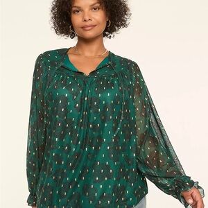 Lane Bryant Green Floral Blouse
